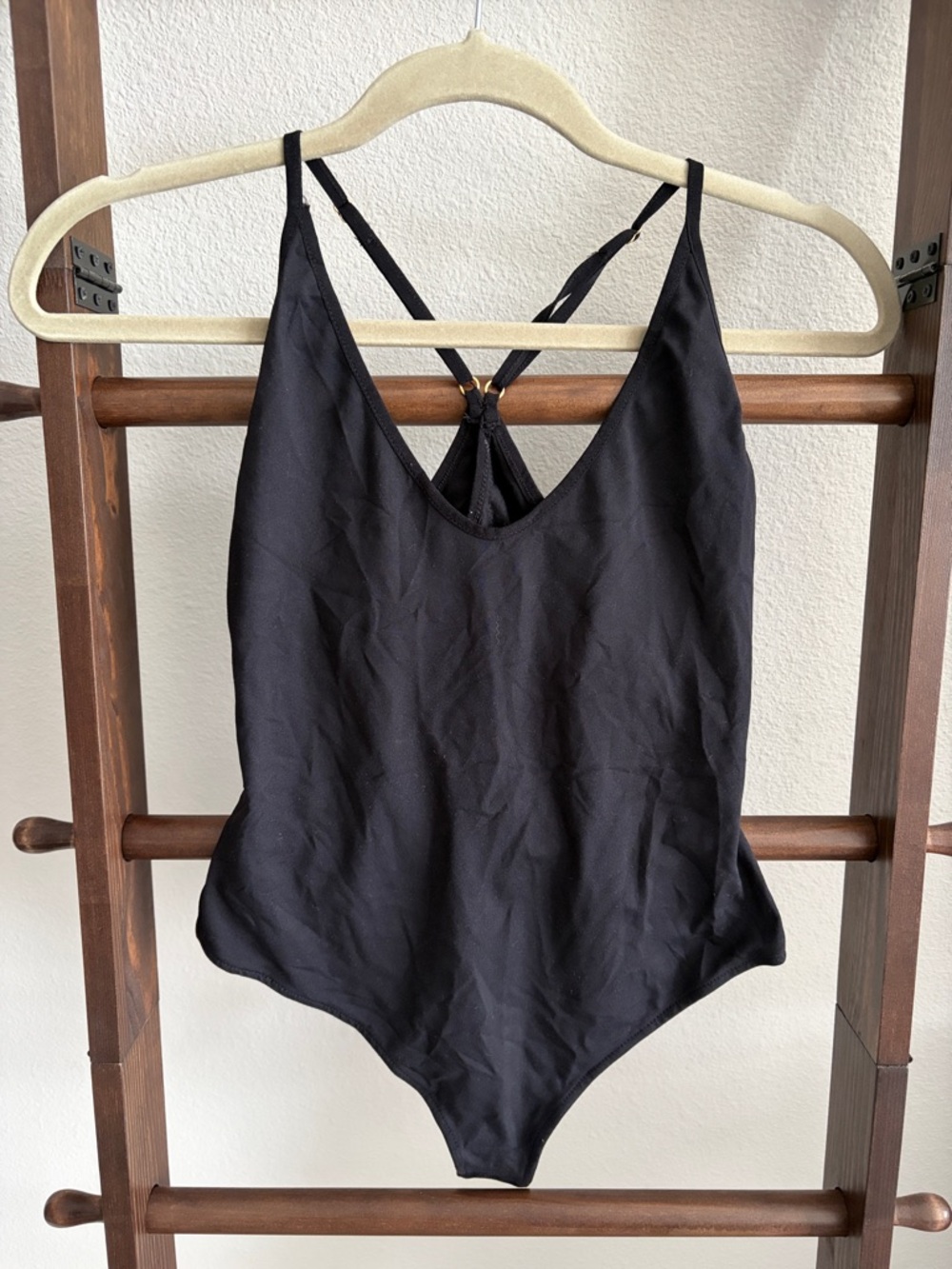 We The Free Black Strappy V-Neck Bodysuit